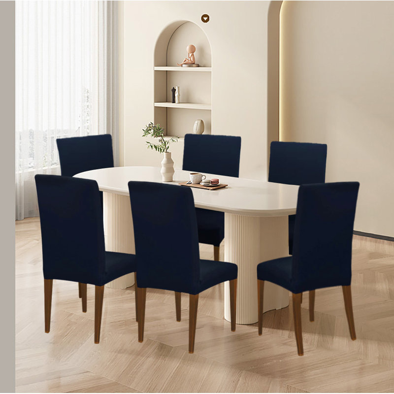 Ensemble de 6 housses de chaise de salle à manger, Tissu marine