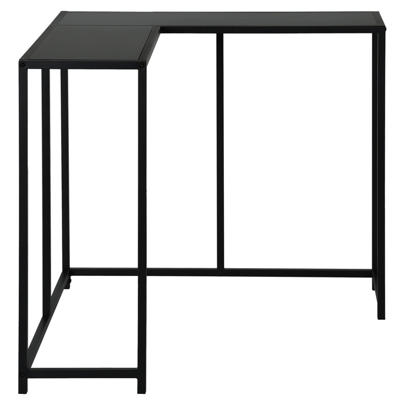Console noire pour le salon, le vestibule - Accent d'angle étroit avec terrasse en stratifié et structure moderne en métal