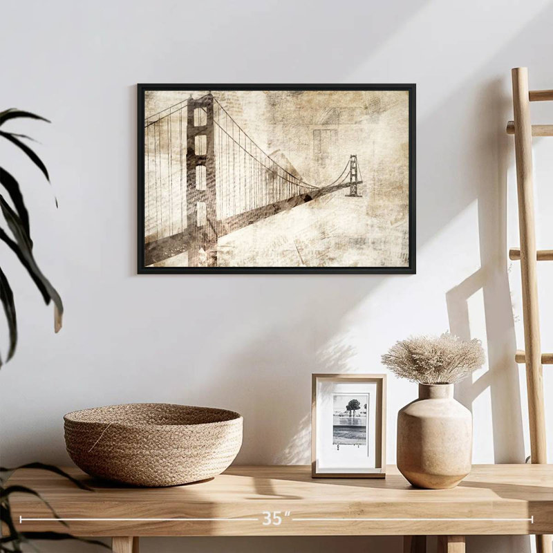 Pont du Golden Gate, 19 po x 13 po, Cadre flottant noir