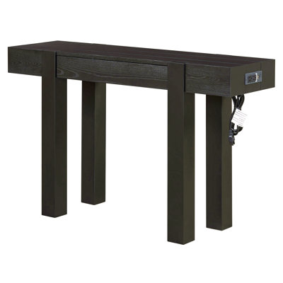 Console Table With Hidden Drawer, Side Power Outlet,Wood Entryway Table