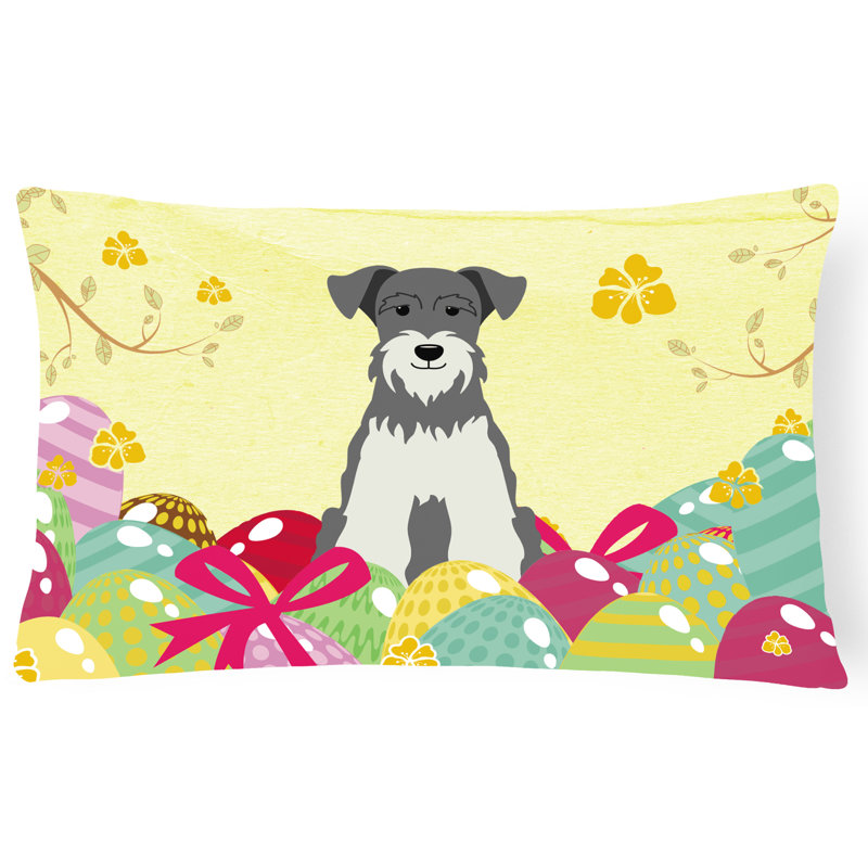 Coussin lombaire schnauzer miniature pâques œufs, Noir / blanc