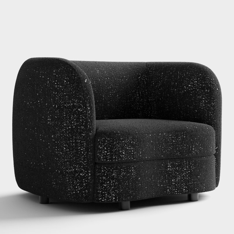 Celal Upholstered Barrel Chair, Black 100% Polyester