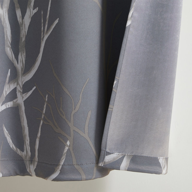 Gray Branch Print Blackout Grommet Curtain Panel 40" x 84"