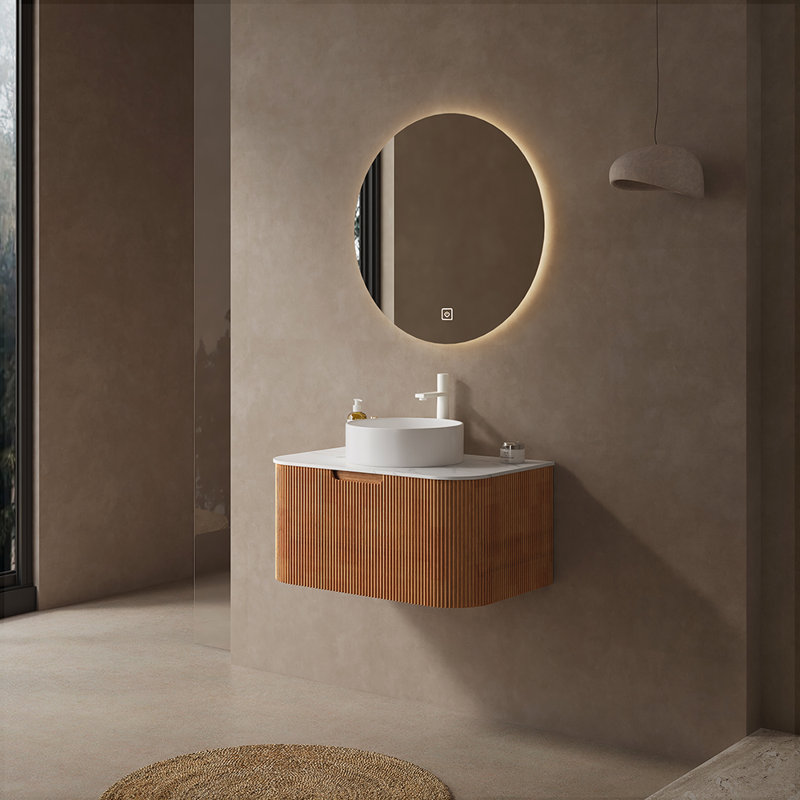 30" Bathroom Vanity Wall-Mounted Floating Vanity with Sink, Natural Wood