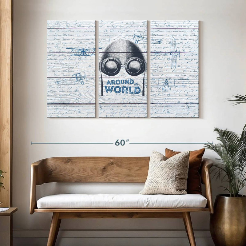 Tergel Around The World Aviation, 32" H x 50" W