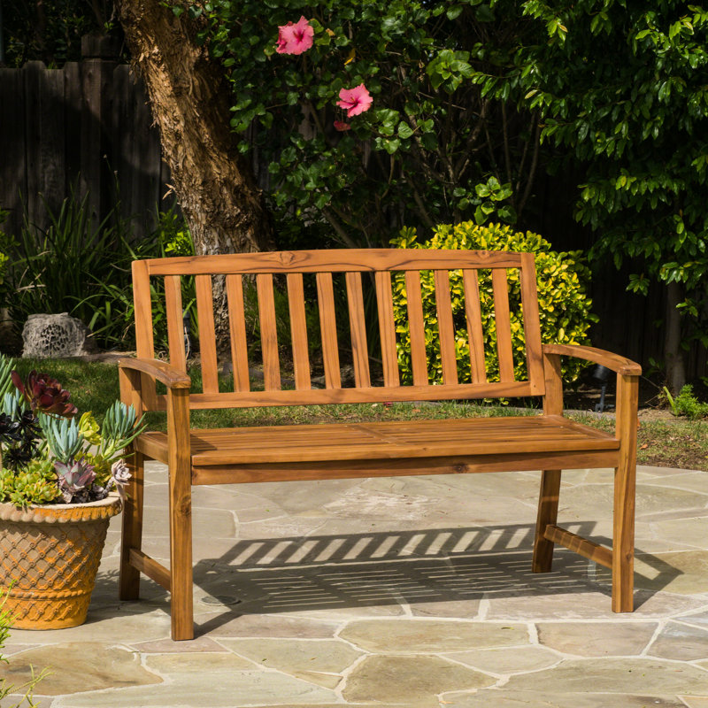 Wood Outdoor Bench In Finish, Improves Space, 48.50"W X 24.96"D 35.24"H, 250 Lbs Weight-Capacity Qualification Patio For Use, Decor, Weight Capacity