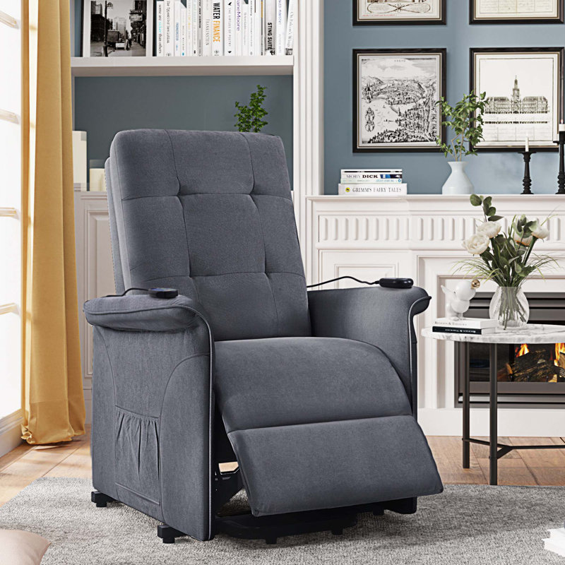 Fauteuil de massage inclinable électrique, Polyester gris foncé