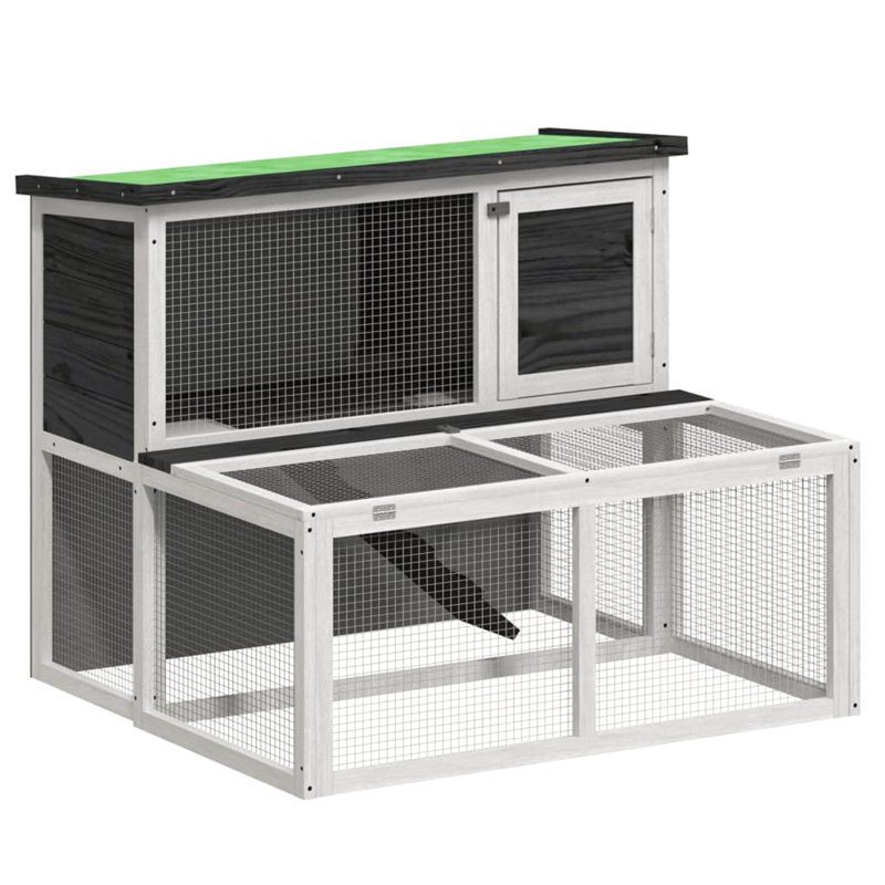Cummington Small Animal Hutch, Grey/White/Green