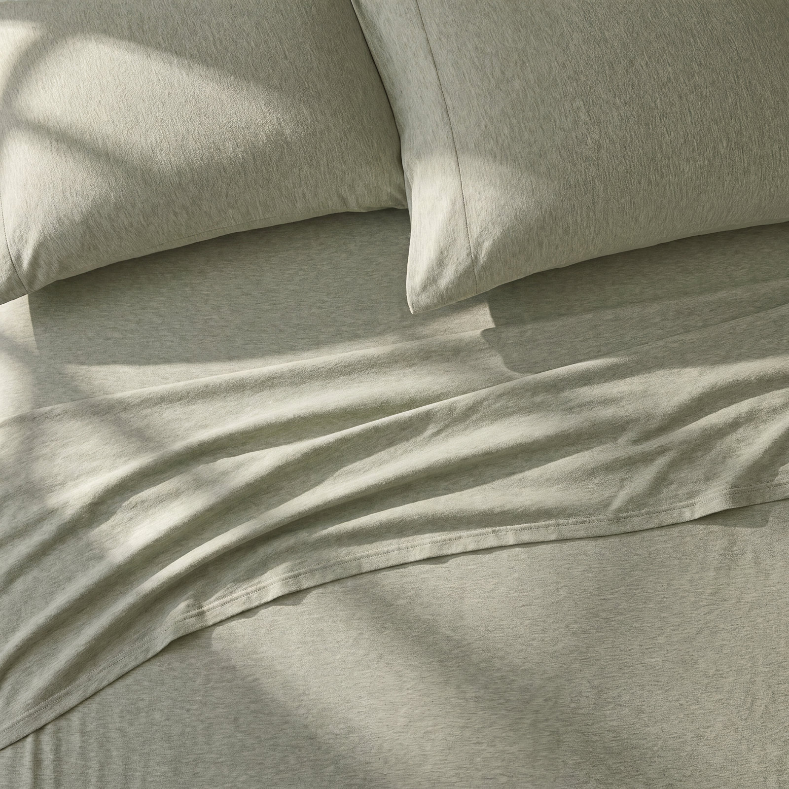 4 Piece 100% Cotton Jersey Knit Sheet Sets, Sage, King Sheet Set + 1 Fitted Sheet + 2 Pillowcases