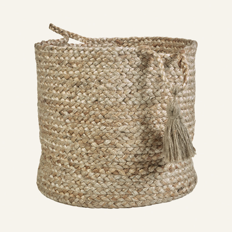 Panier en jute naturelle tressée à la main Aarya, H 19 po x l 19 po x P 19 po