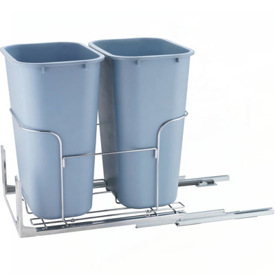 Double Bin Pull-Out Trash Can, Soft-Close Slides, and Heavy-Duty Iron Frame for Home and Commercial Use