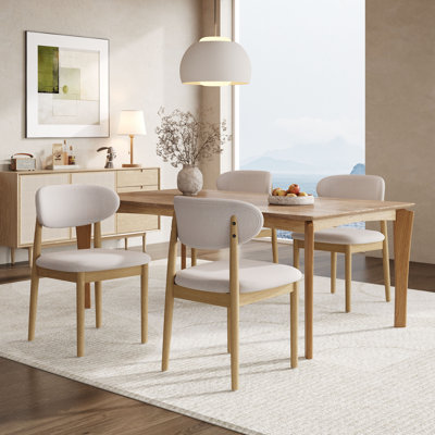 Nero Modern Solid Wood Side Chairs With Curved Backrest And Upholstered Seat