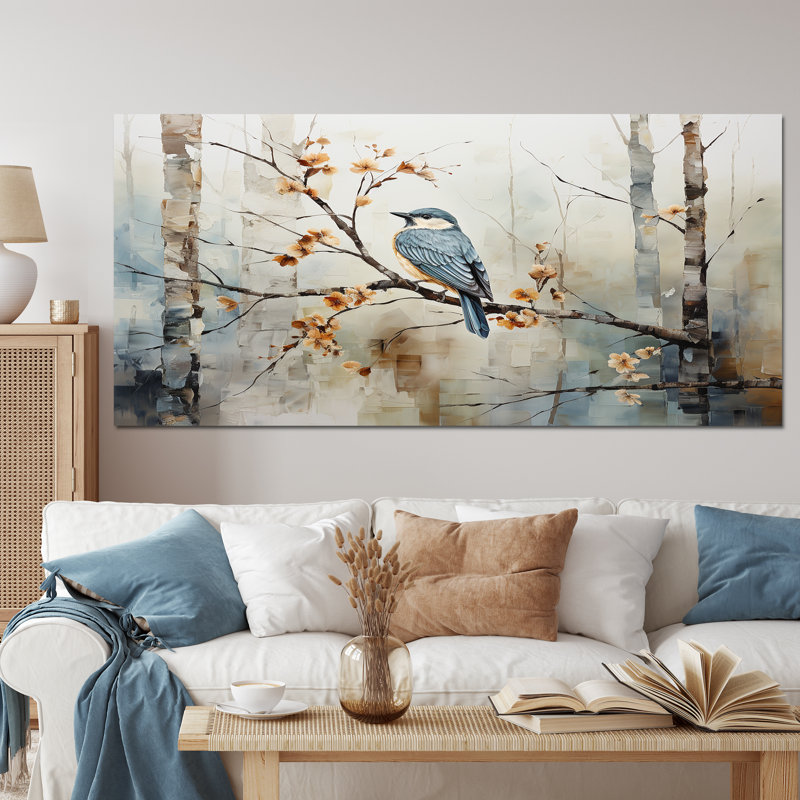 Birch Woods Ethereal Elegance III - Art mural bouleau, 12" H x 20" W, Toile tendue