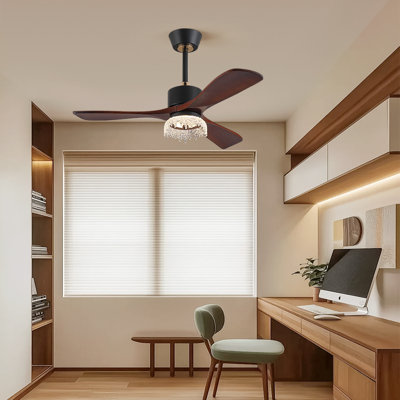 41.7"-blade Classic Propeller Indoor Ceiling Fan With Remote Control And Led Light Kit Included