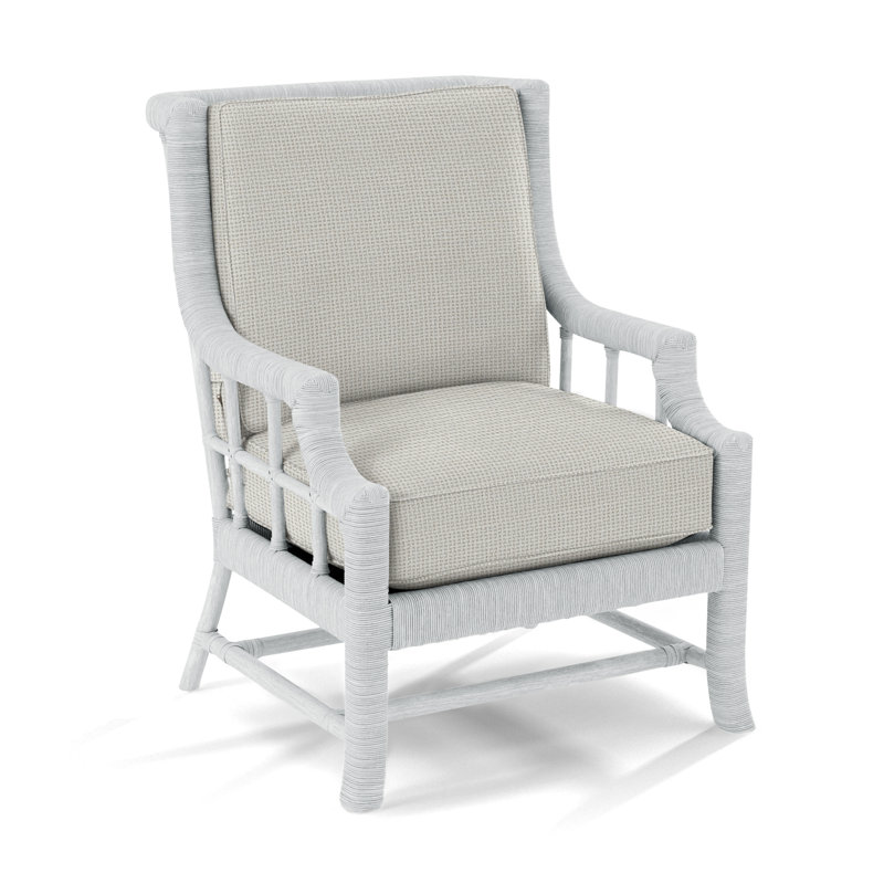Fauteuil Lafayette, Blanc givré, Jacquard géométrique bleu 0414-63