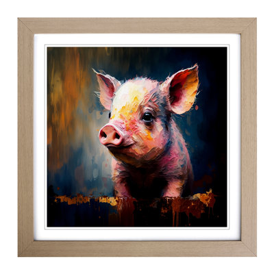 Pig Palette Knife - Single Picture Frame Print on Wood
