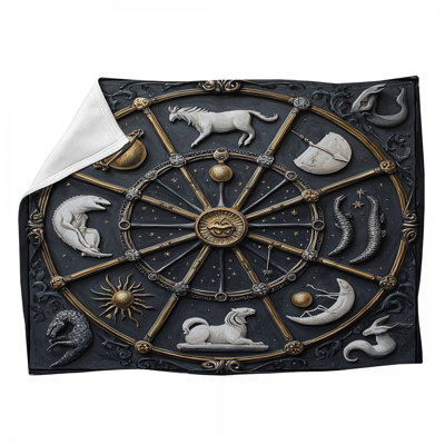 Jeté en molleton astrologique Symbols - jetés mythiques pour canapés ou lits