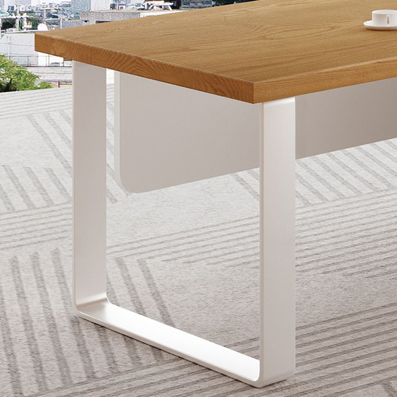 Bureau de direction en L en bois massif avec tiroirs Burlywood, 29.53" H x 70.87" W x 59.06" D, Right Hand Return