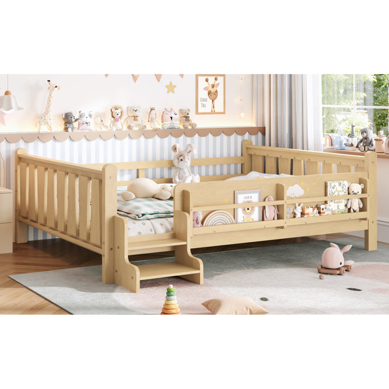 Lits en bois massif peu encombrants avec rangement, conception de plancher moderne pour la famille