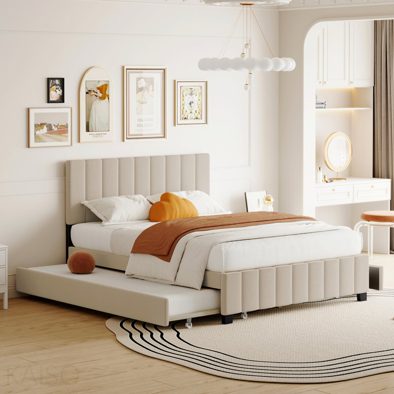 Lit plateforme tapissier Chavanne, Beige