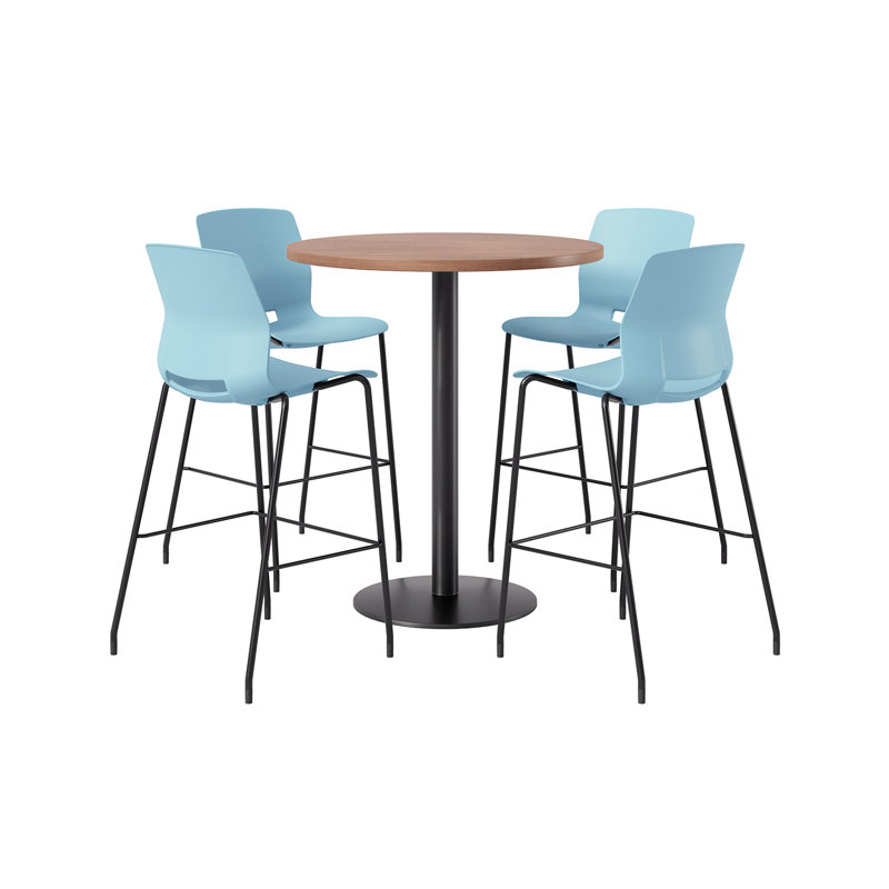 Ensemble repas pour 4 personnes à hauteur de bar, Bleu et noir, Cerise, H 41 po x L 42 po x l 42 po