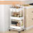 3‑Tier Plastic Utility Rolling Cart with Hanging Cups, Handles and Lockable Wheels