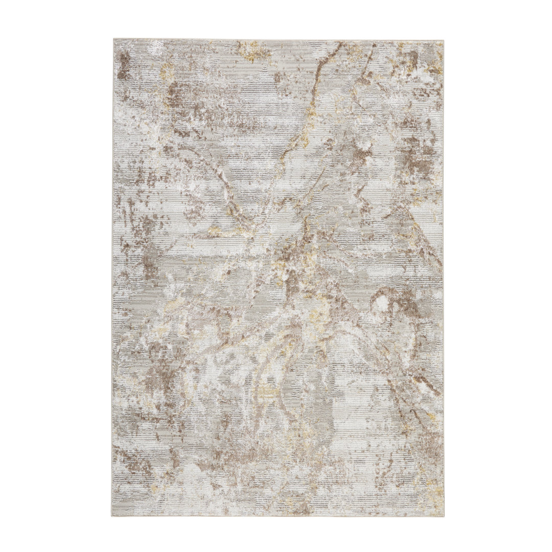 TOWN & COUNTRY LUXE Opaline Bold Marble Area Rug with Glam Metallic Ribbed Texture Pile, Taupe Town & Country Living Rug