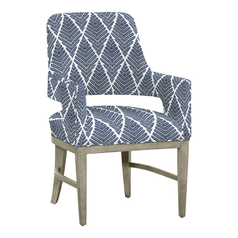 Josie Upholstered Arm Chair, Perigold Emmeline Lapis, Almond Buff
