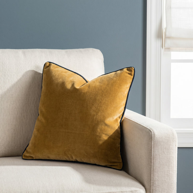Brixen Cotton Reversible Throw Pillow, Polyester, Yellow
