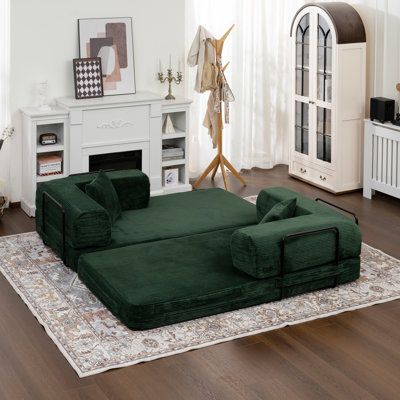 Convertible 4-in-1 Sleeper Sofa Bed With Removable Armrests by Latitude Run
