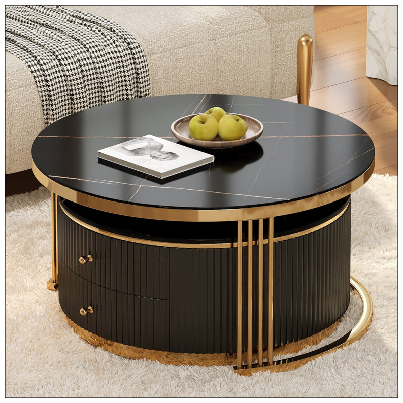 Modern Nesting Coffee Table Set with Drawers, Offering Flexible Arrangement and Convenient Storage for Contemporary Living Spaces.