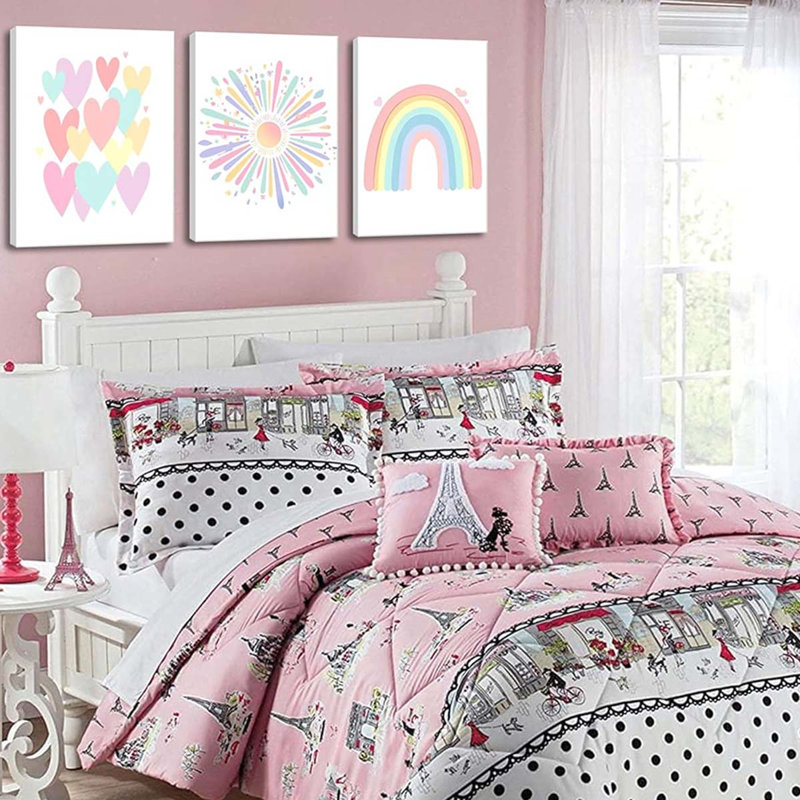 40*30,Wall Art Set Of 3, Colorful Boho Sun Nursery Wall Decor Painting, Kids Heart Picture Posters., 60 cm H x 40 cm W