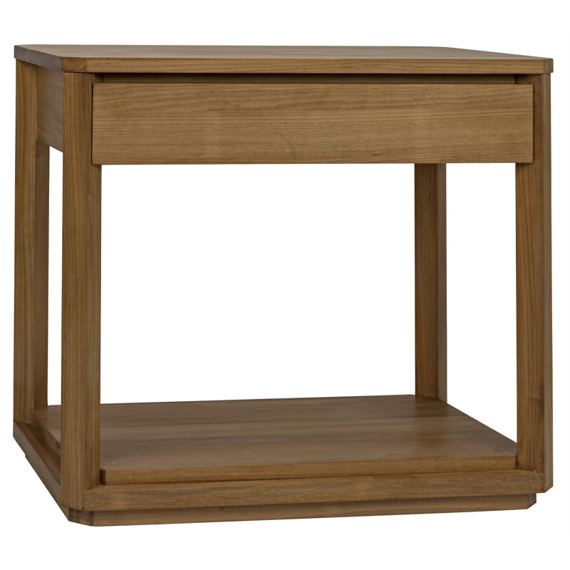 Solid Wood End Table with Storage