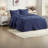 Navy Quilted Bedding Sets, Polyester Queen Size, Traditional Split Corner Design