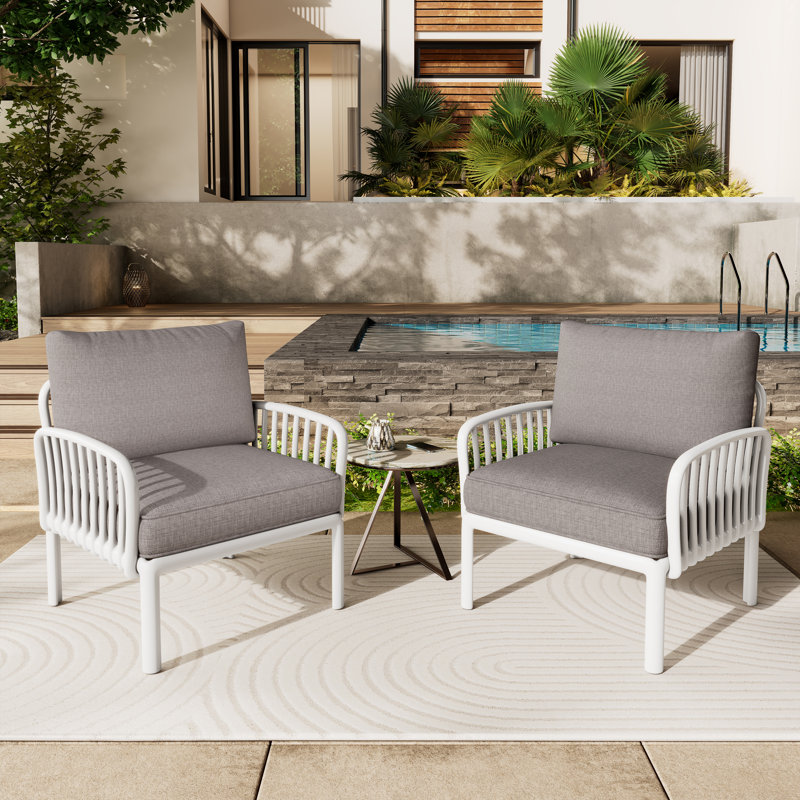 Valliere Outdoor Club Chair, Light Gray, White