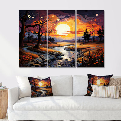 «Neo Expressionism Harmony Of River II», ensemble d'art sur toile néo-expressionnisme