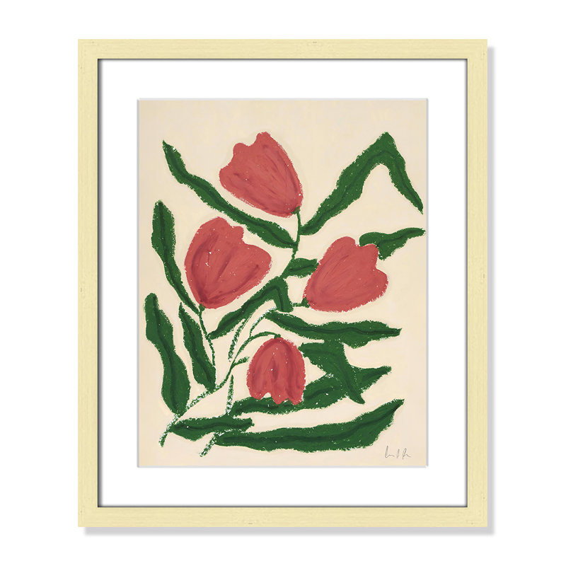 « Tulipes rouges » Estampe de Camilla Bergqvist, H 19 po x l 16 po x P 1,25 po