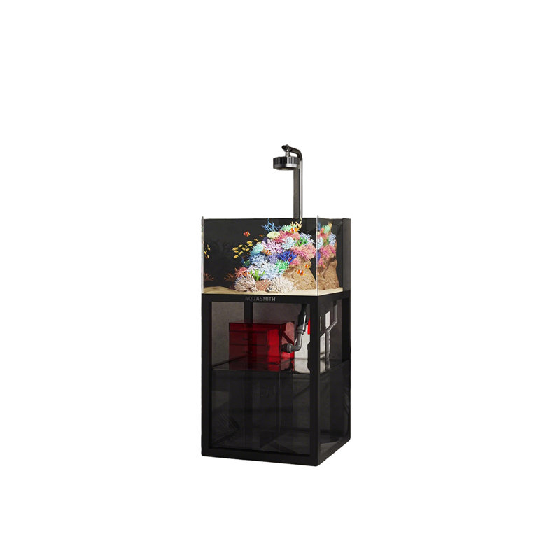Petit aquarium noir de 23,62 po de style industriel avec fond filtré