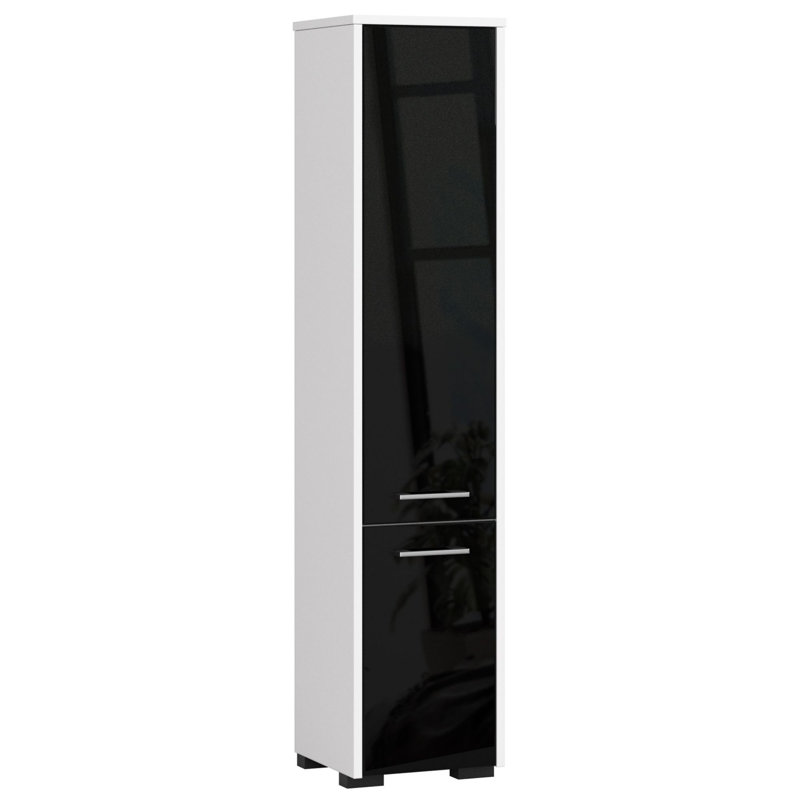Ercelle Linen Cabinet, White/Black Gloss