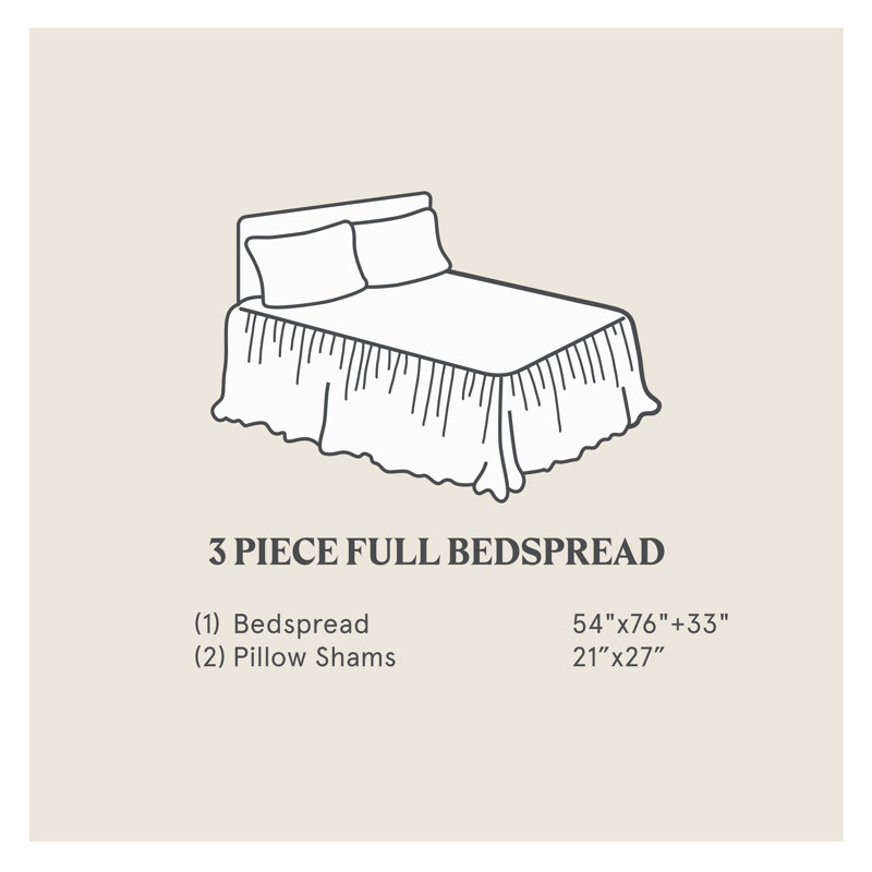 Light Blue Linen-Blend Full Bedspread Set