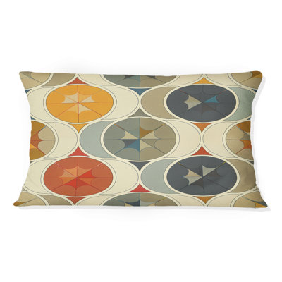 Yellow Beige Midcentury Retro Circle - Midcentury Lumbar Pillow