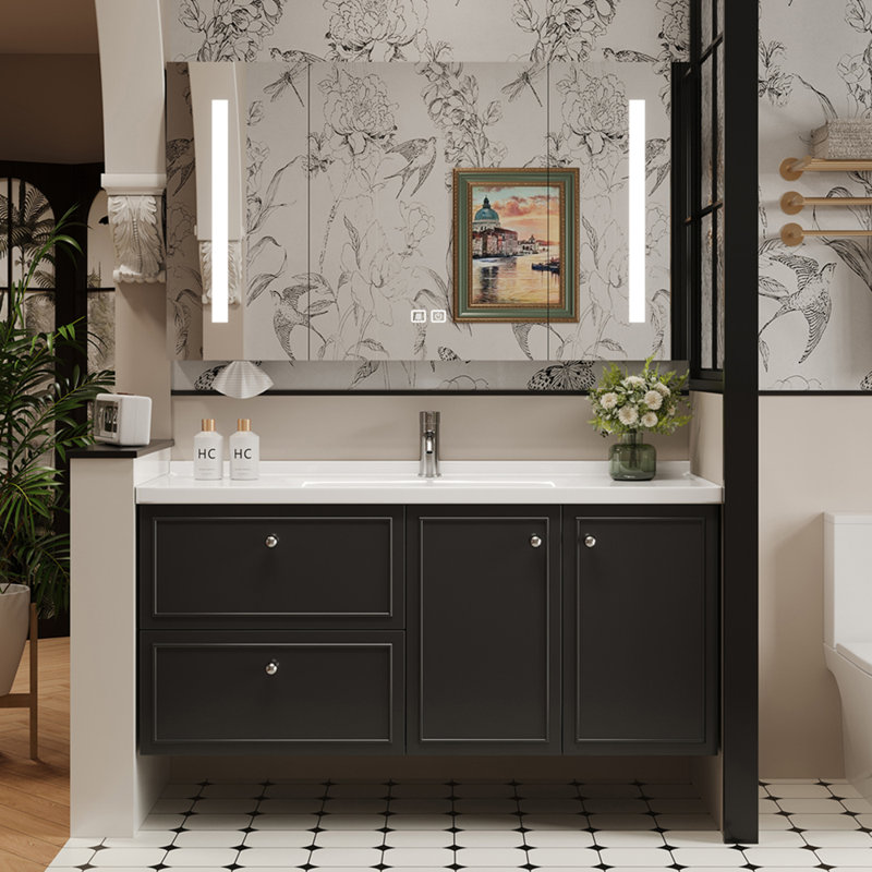 Meuble-lavabo noir simple de style français