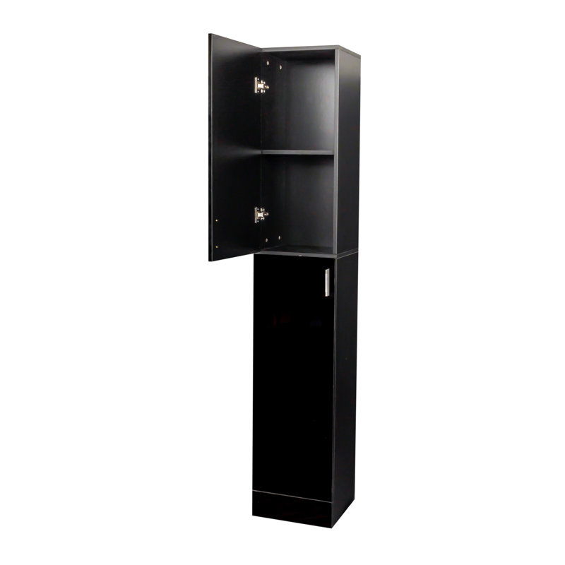 Freestanding  Cabinet with Inadjustable Shelves and two Doors, Black