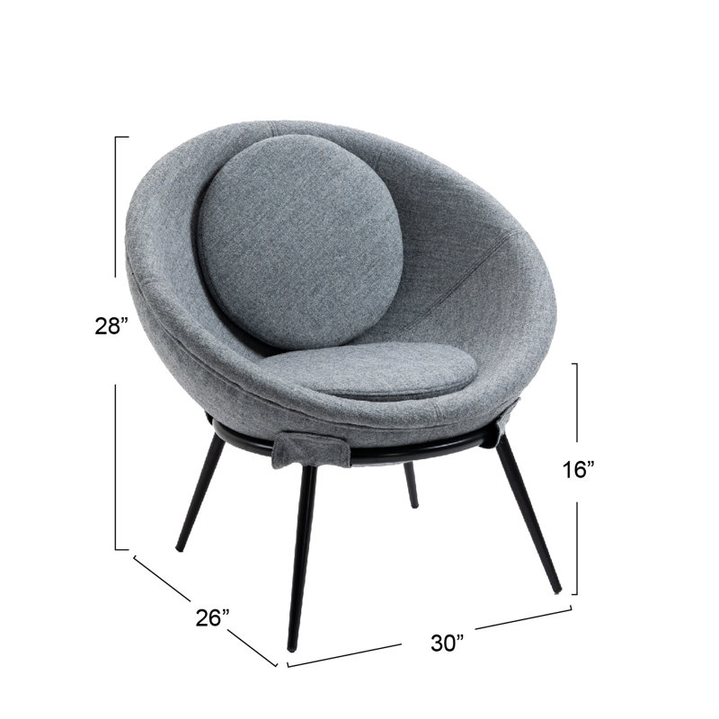 Fauteuil d'appoint Vintage, 100% polyester gris