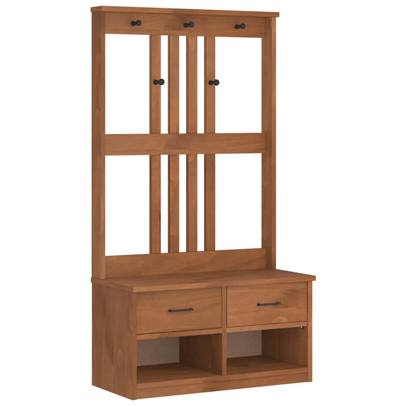 Hall Tree SANDNES 87X40x159.5Cm Solid Wood Pine, Acacia