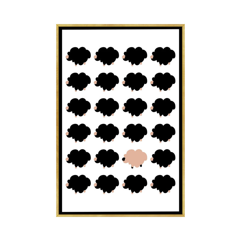 Berger rose-impression d’art graphique, Toile encadrée d'or, Pas de tapis, H 26 po x l 18 po x 1,5 po