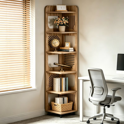 6-Tier Corner Bookcase, 72" Storage Display Rack