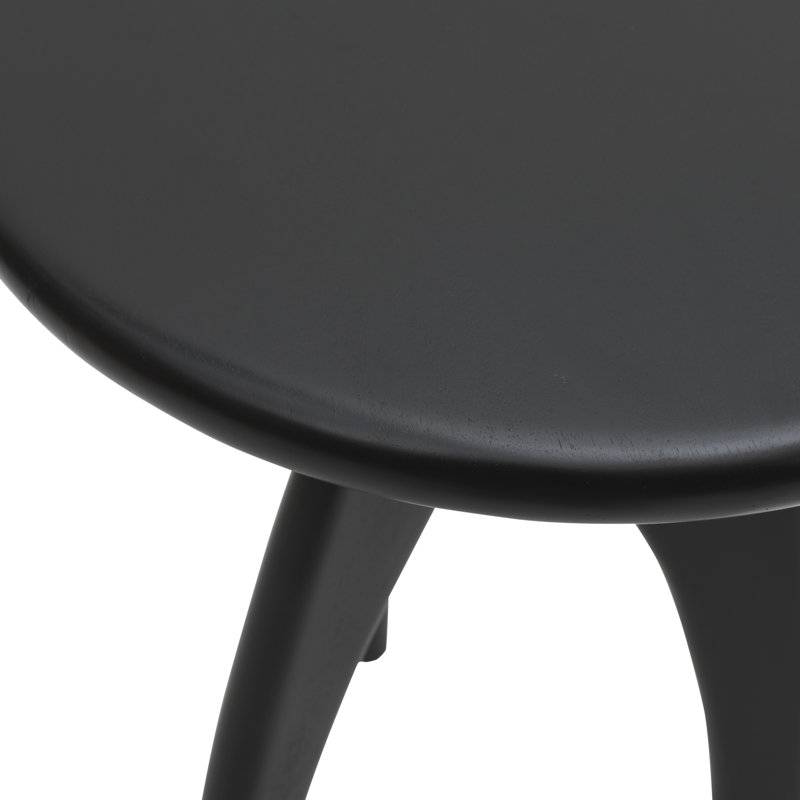 Liddel Curved Sculptural Retro Round Mid-Century Modern Solid Wood Accent End Table, Black