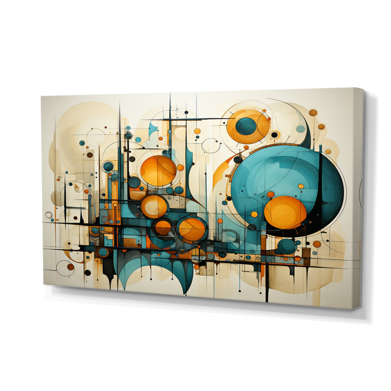 Collage abstrait bleu sarcelle - Fractal Melody I - décoration murale moderne