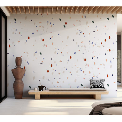 Peel & Stick Abstract Wall Mural - Classic Terrazzo On White Background